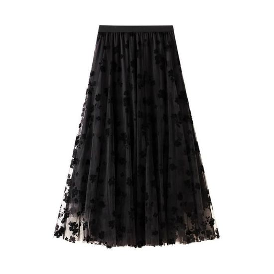 Jupe Midi Femme Simon Jeffery - Taille 10 - Verte Et Noire Dentelle Florale (occasion Impeccable)