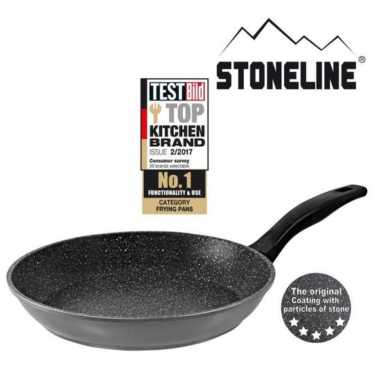 Set De 2 Poêles STONELINE 20/28cm - Revêtement Pierre Antiadhésif - Induction Et Four - Gris