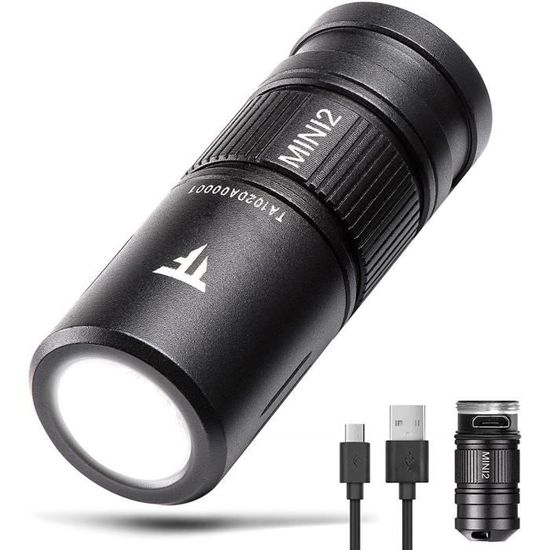 Mini Lampe Torche LED, Lampe De Poche De 400 Lumens Rechargeable USB