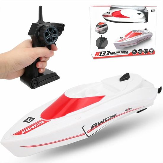 Bateau Télécommandé RC Vitesse 20 Km/h – Flip 360°, Lumières LED, Étanchéité Totale, 2.4GHz, Jouet Piscine Enfant Garçon Fille