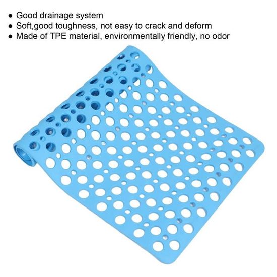 Tapis De Douche Antidérapant Motif Baleine - PVC Doux Type Luffa, Trous Drainage, 60x90 Cm
