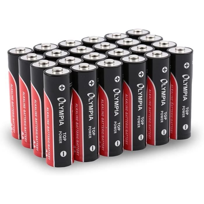 Top Power Lot de 24 Piles alcalines AA Mignon 1,5 V Idéal pour Lampes de Poche,