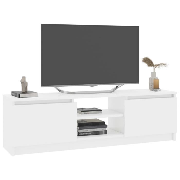 WEI Meuble tv - Meuble de salon ,Blanc brillant 120 cm Aggloméré