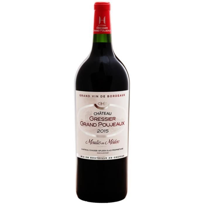 Château Gressier Grand Poujeaux 2015 - AOC Moulis - Vin Rouge - Magnum 150 cl - Signé Château Chasse Spleen
