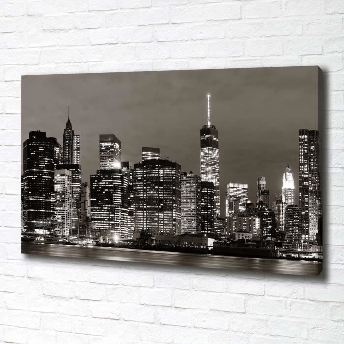 Tulup 100x70 cm art mural - Tableau sur toile:- Spectacles architecture - Manhattan New York - Noir blanc