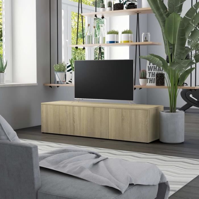 Furniture® Meuble TV Design - Meuble de rangement Meuble de Télévision Chêne sonoma 120x34x30 cm Aggloméré ��65009