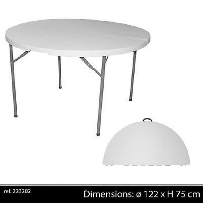 TABLE JARDIN PLIANTE RÉCEPTION RONDE VALISE TRANSPORTABLE PLIABLE MARIAGE