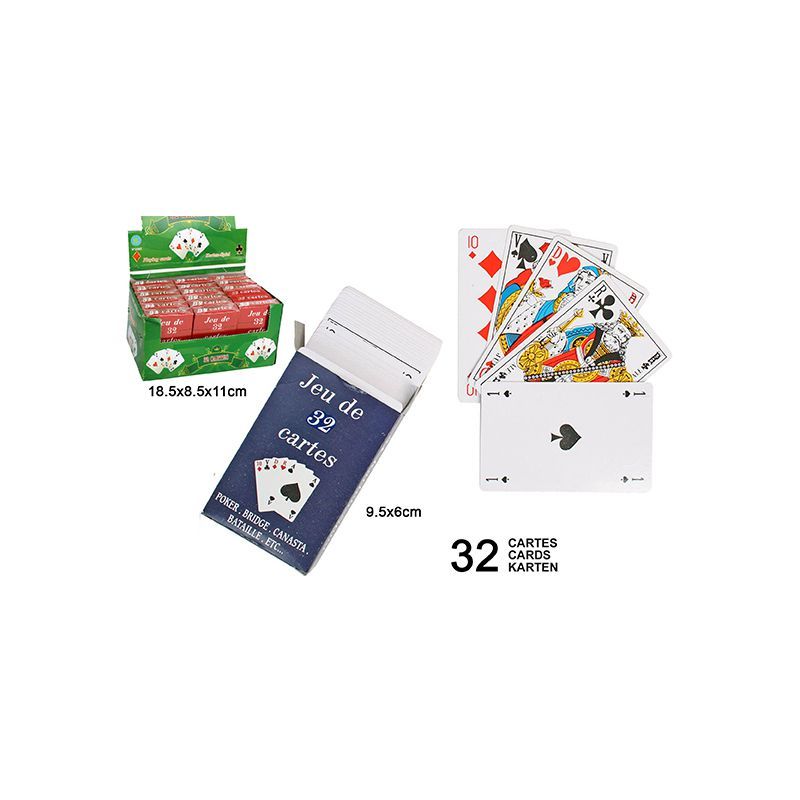 jeu de 32 cartes bleu/rouge 9x5.6cm