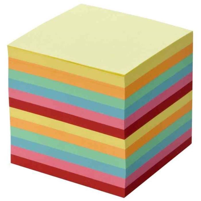 Recharge Bloc cube 90 x 90 mm 700 feuilles Non Collées Couleur