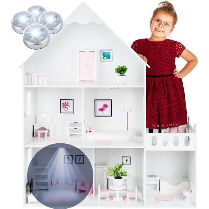 Grande Maison Poupee Bois - de poupée Barbie, Version avec Accents Roses, avec 38 Accessoires, Green GS0023B
