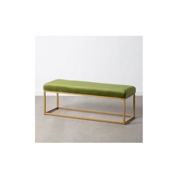 Banc velours tissu vert et métal doré 120 cm HISENJI