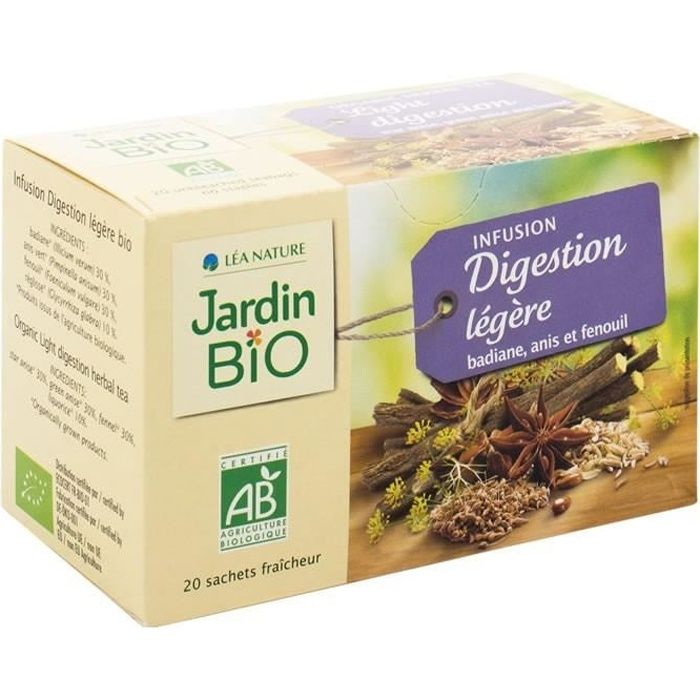 JARDIN BIO Infusion digestion légère Badiane Anis Fenouil 20 Sachets