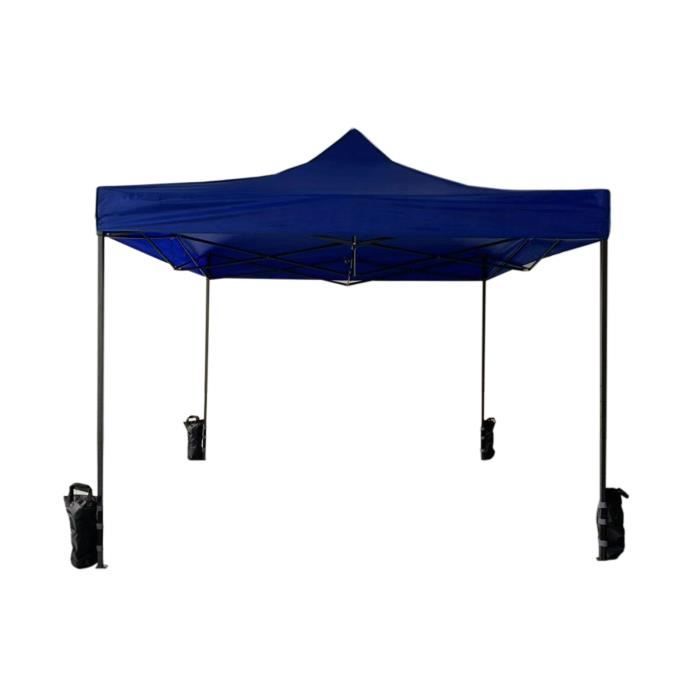 Mobili Rebecca Gazebo bleu 3 x 3 avec ouverture en accordéon et poids