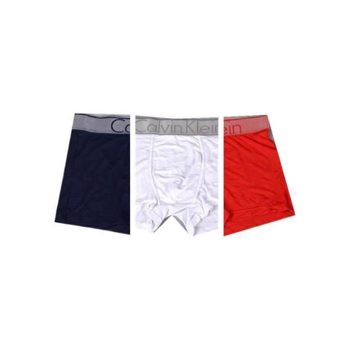 CALVIN KLEIN Pack de 3 Coton Sous - vêtements pour Hommes Rouge-Marine-Blanc