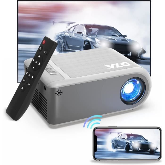 Vidéoprojecteur WiFi, VF220 Mini Projecteur DZA Portable Supporte 1080P Full HD, Retroprojecteur Home Cinéma Compatible avec Samrtp