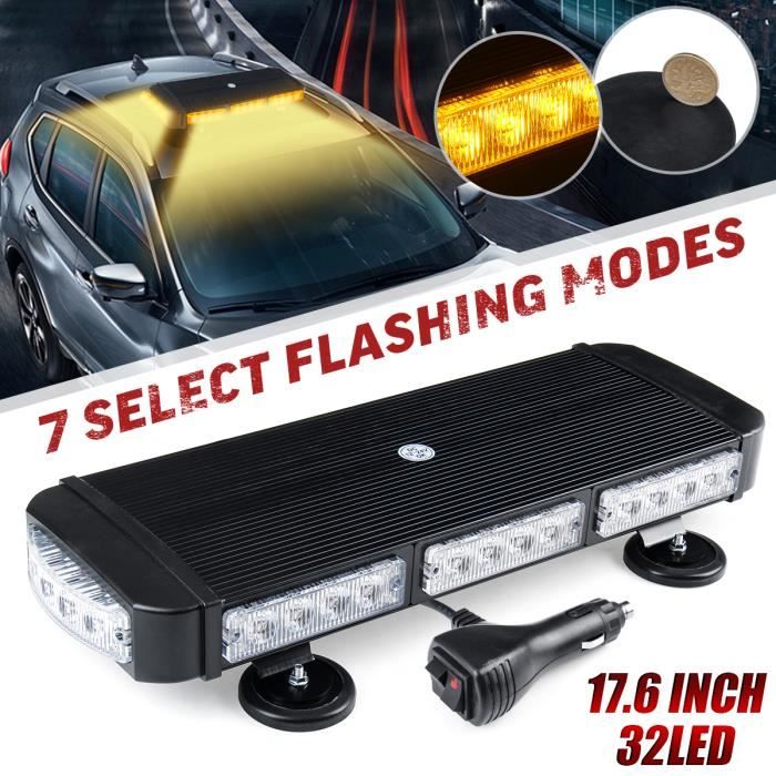 T4W 32-LED Voiture Avertissement D'urgence Stroboscopique Barre Lumineuse Balises Lampes Étanche Ambre 12V/ 24V