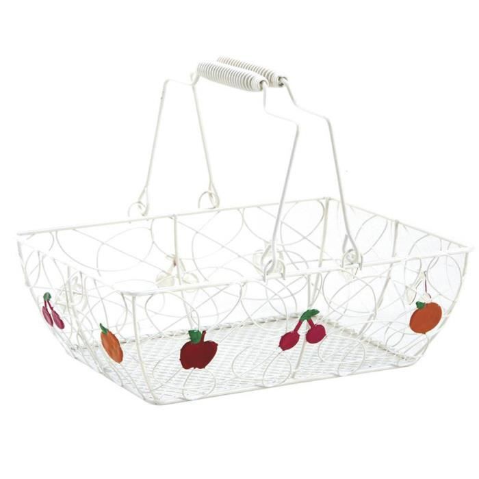 Lot de 2 paniers en métal laqué Fruits - 23 x 17 x 8-18 cm