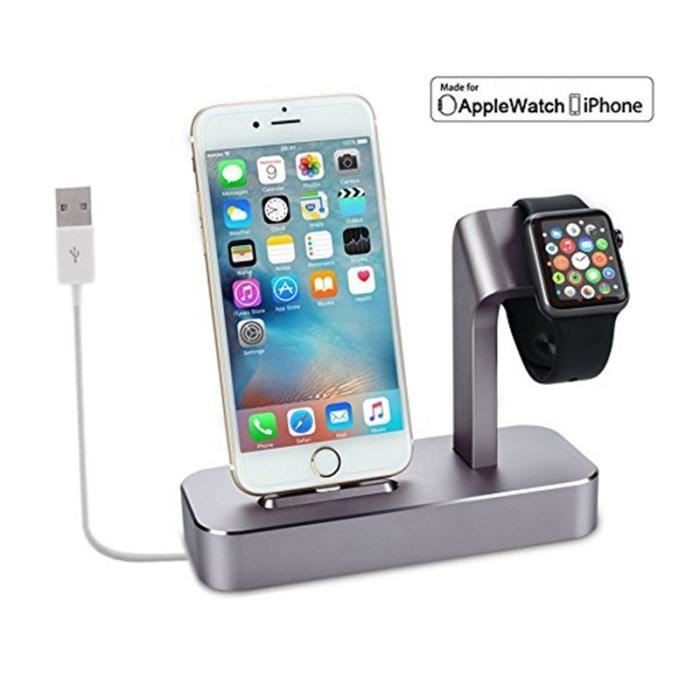 Support de Charge Chargeur pour Iphone Watch Cable Dock Station de Charge 2 en 1 Station 1PC