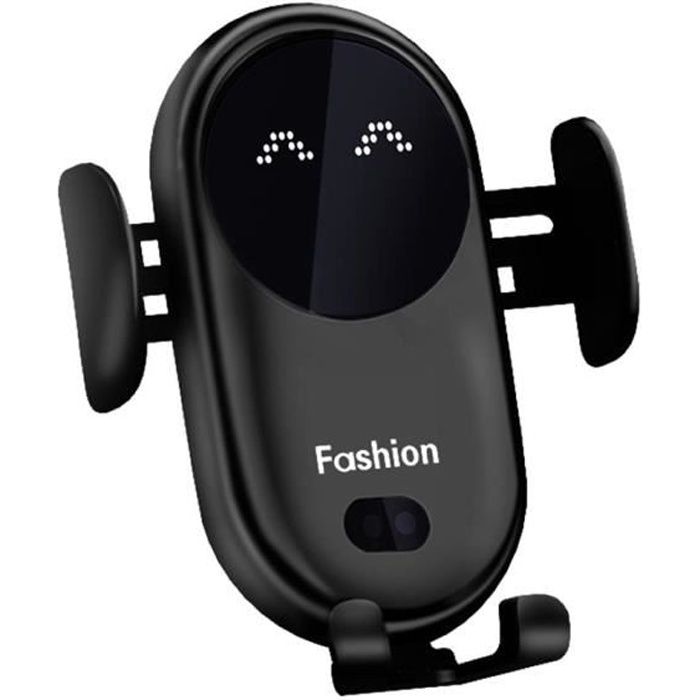 2 en 1 Support Téléphone Voiture à induction infrarouge Chargement Sans Fil Rapide Rotatif à 360 Verrouillage Automatique -Noir