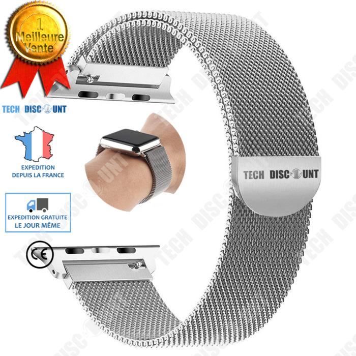 TD® Bracelet Apple Watch homme femme Montre Iwatch 42mm 44mm Série 4-3-2-1 accessoire acier enfant Remplacement magnétique Inoxydabl