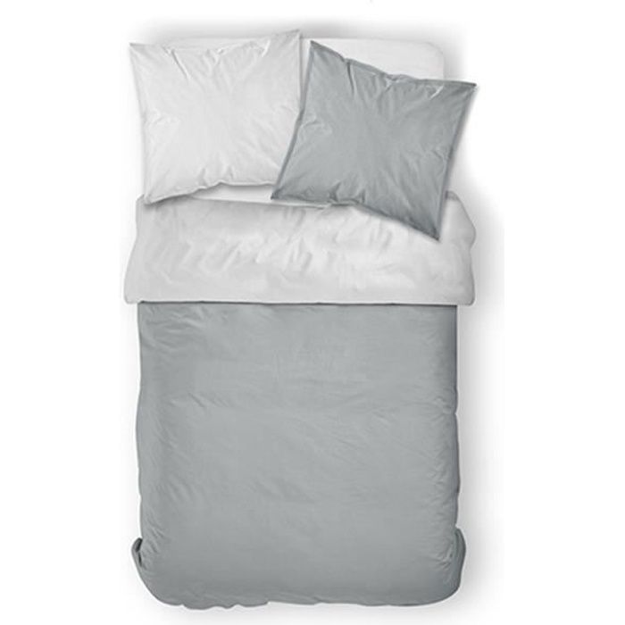 Parure de couette réversible ACCESS polyester 220x240 Zinc-Chantilly