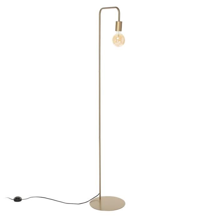 NORWICH Lampadaire en acier - L42 x P30 x H157 cm - Or - Ampoule LED 4W E27 comprise