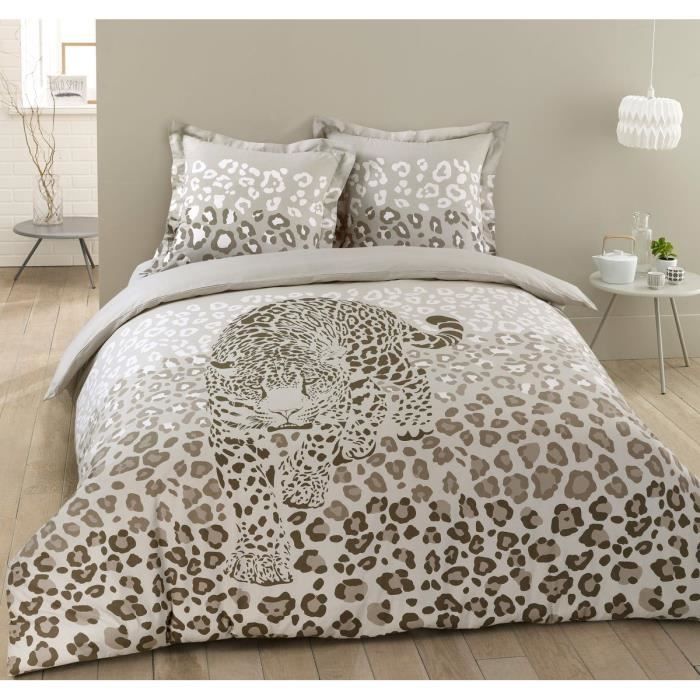 VISION Panthère - Parure housse de couette 200x200cm avec 2 taies - 100% coton