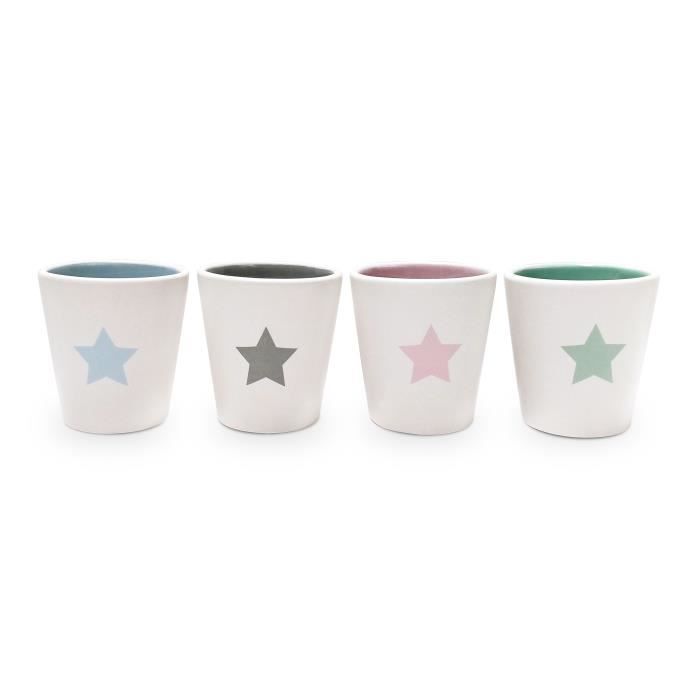 YOKO DESIGN Set de 4 tasses expresso Star en céramique blanc