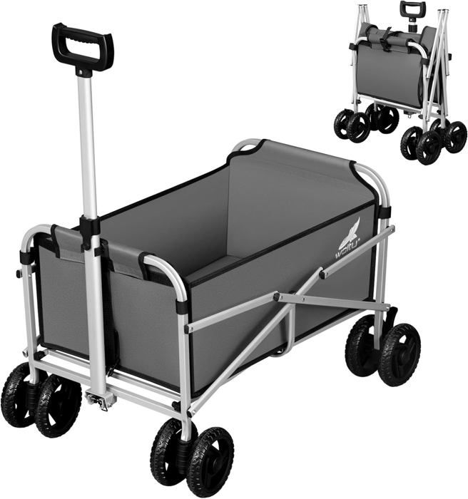 WOLTU Chariot de Jardin Pliable Brouette pour Camping Pique-Nique Plage Tissu Oxford+Métal Gris Foncé W0UETT0116