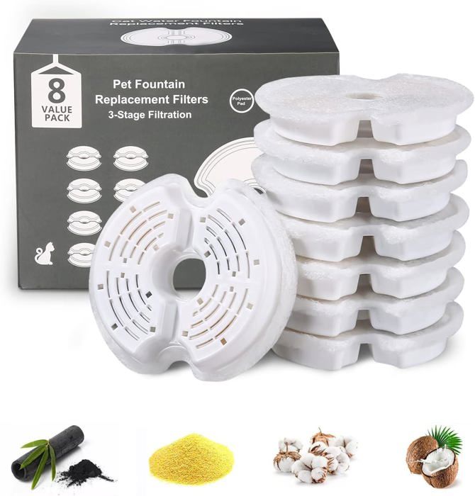 Lot De 8 Filtres à Charbon Actif Ronds 18,5 Cm - Absorption Odeurs Pour Bac à Litière Chat Et Cuisine