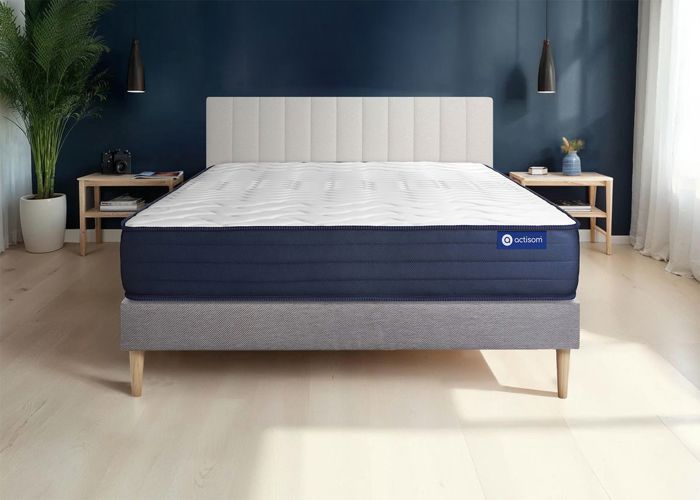 Ensemble Matelas Sommier 180x190 cm - Actimemo Life - Sommier Kit Gris