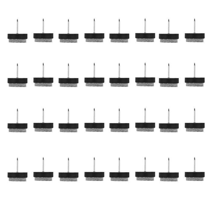 Pied de meuble 17mm Dia Patins Feutre Pied à clouer Chaise Table Anti-bruit Anti-rayures Anti-dérapant Noir 32Pcs