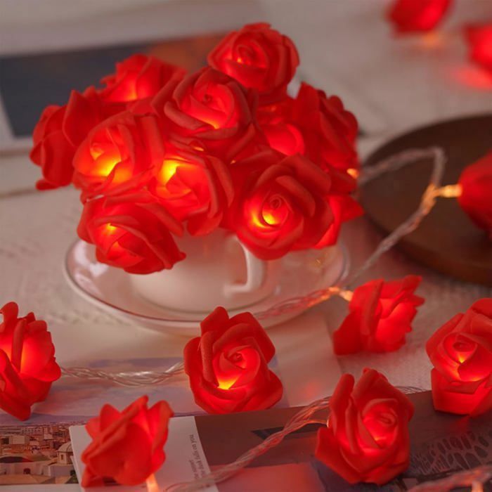 Guirlande Lumineuse Cœur LED USB - Décoration Romantique Pour Chambre, Saint-Valentin, Mariage - Rouge, Ambiance Chaleureuse