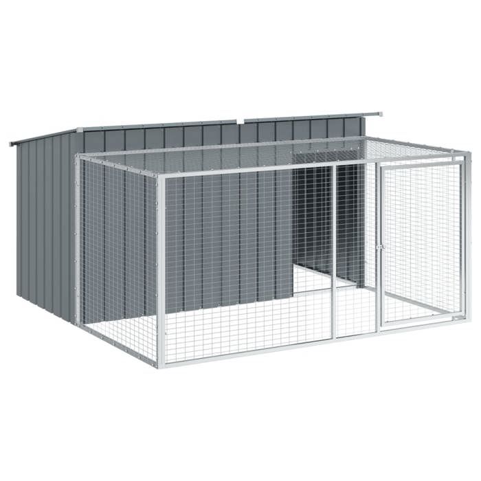 (73217)Armoire pour chiens CHICNiche pour chien avec cour anthracite 197x194x110 cm FR