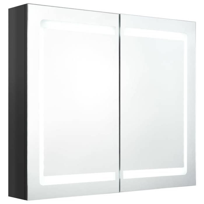 Automne/hiver 2025 Meuble WC - SWEETY - Armoire de salle de bain à miroir LED - noir brillant 80x12x68 cm FR810