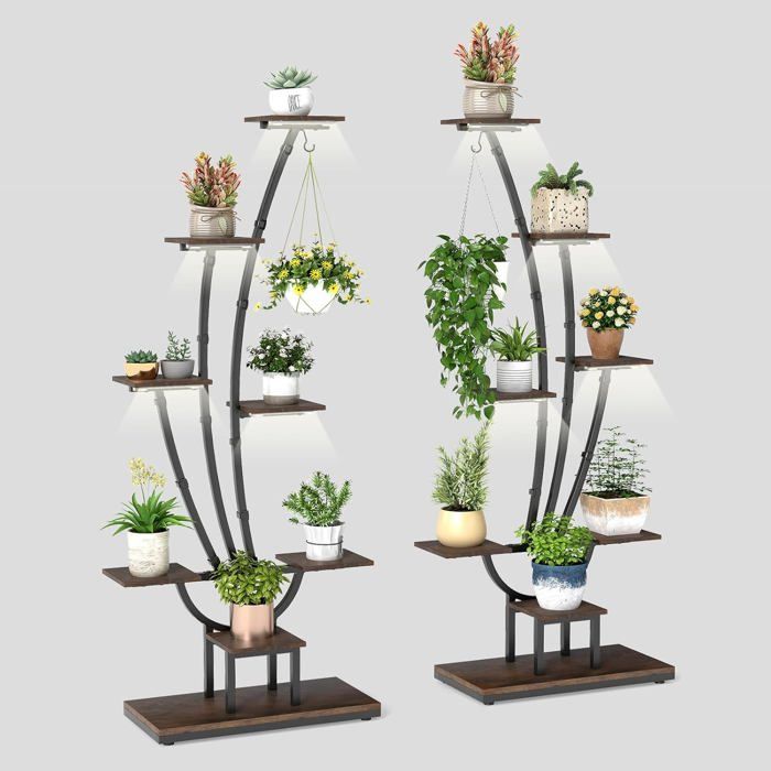 Lot de 2 Porte-Plantes 156 cm à 8 Niveaux COSTWAY Lampes à Lumières Réglables à 10 Niveaux Minuterie Dispositif Anti-Basculement Lot de 2 Porte-Plantes 156 cm à 8 Niveaux COSTWAY Lampes à Lumières Réglables à 10 Niveaux Minuterie Dispositif Anti-Basculement