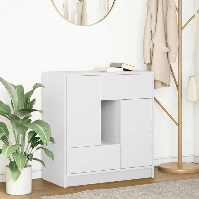 Blanc Buffet de rangement - Vitrine bahut - armoire console Pour cuisine avec tiroirs et portes blanc 70 5 x 34 x 74 5cm 4346822