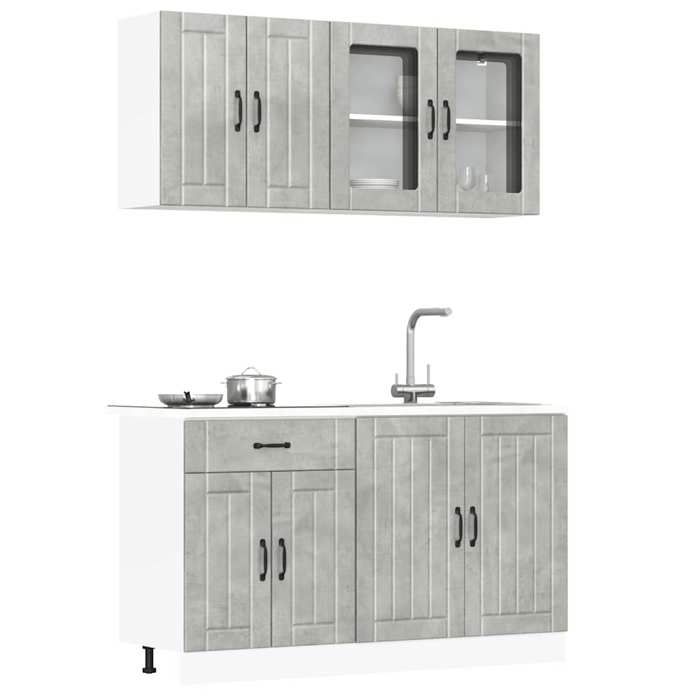 Cuisine complète 4 pièces - VIDAXL - Kalmar - Gris béton - Bois dingénierie - Porte(s) et tiroir(s) - Contemporain Cuisine complète 4 pièces - VIDAXL - Kalmar - Gris béton - Bois dingénierie - Porte(s) et tiroir(s) - Contemporain