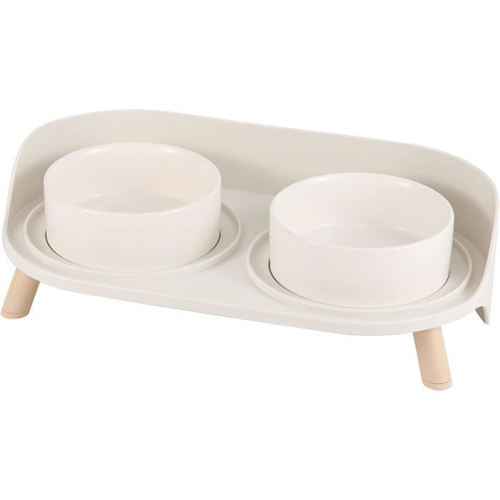 Ensemble de gamelles pour eau et nourriture pour chat - Gamelles surélevées - Double gamelle en céramique - 2 x 480 ml Ensemble de gamelles pour eau et nourriture pour chat - Gamelles surélevées - Double gamelle en céramique - 2 x 480 ml