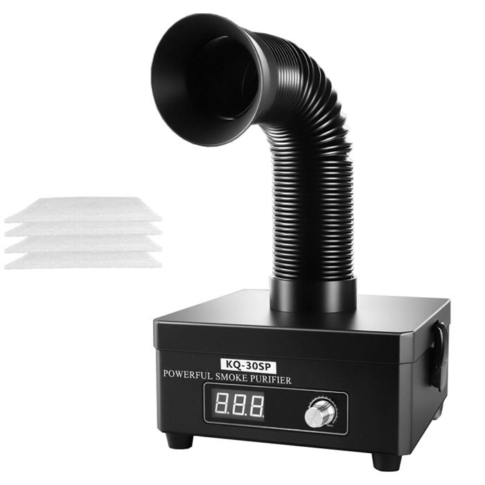 Purificateur de fumée puissance de 30 watts affichage LED aspiration réglable adapté à diverses situations portable noir