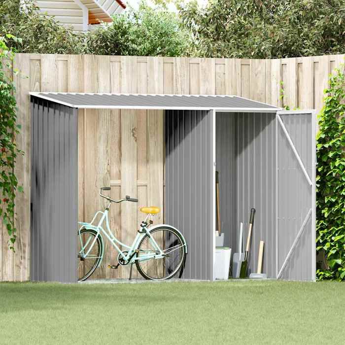 Vidaxl Abri à bois de jardin Anthracite 245x98x159 cm Acier galvanisé 46295 Gris - vue 2