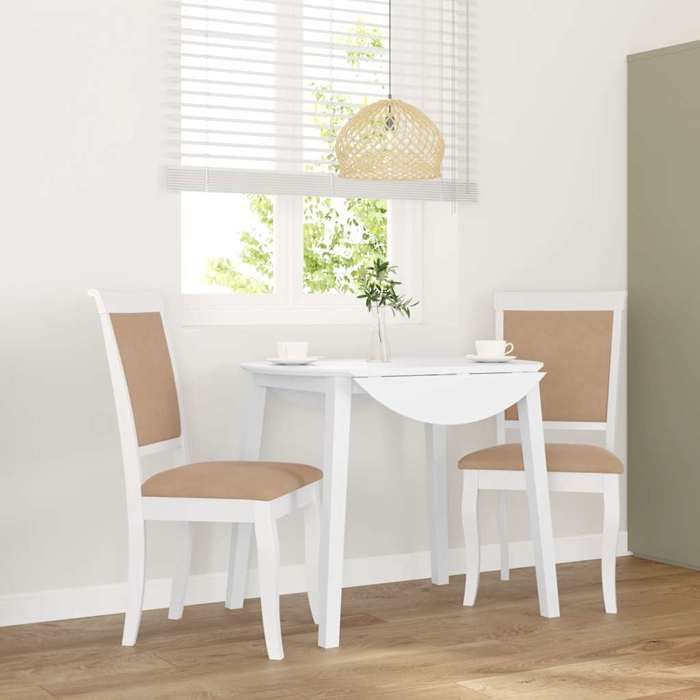 NEW 2026 Lot de 2 Chaise à manger Scandinave Fauteuil Salon Cuisine coussins blanc bois massif caoutchouc 50x55x95.5 cm L931