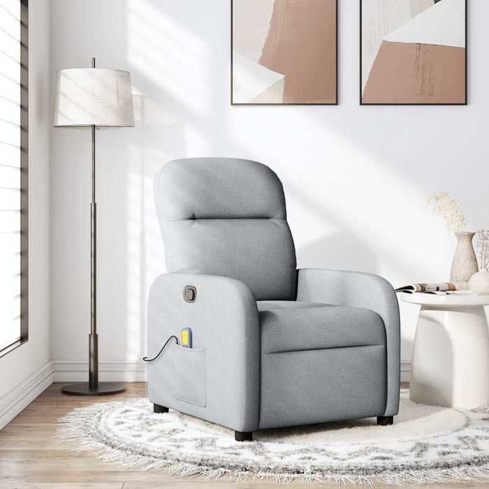 NEW 2026 Fauteuil Massant inclinable - Chaise simple - Multifonctionnel - Gris clair Tissu 66x88x95 cm L3643