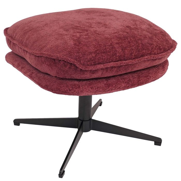 Tabouret rembourré HWC-P32 tabouret/repose-pieds Ottomane Tissu/textile Chenille (370 g/m2)- baie
