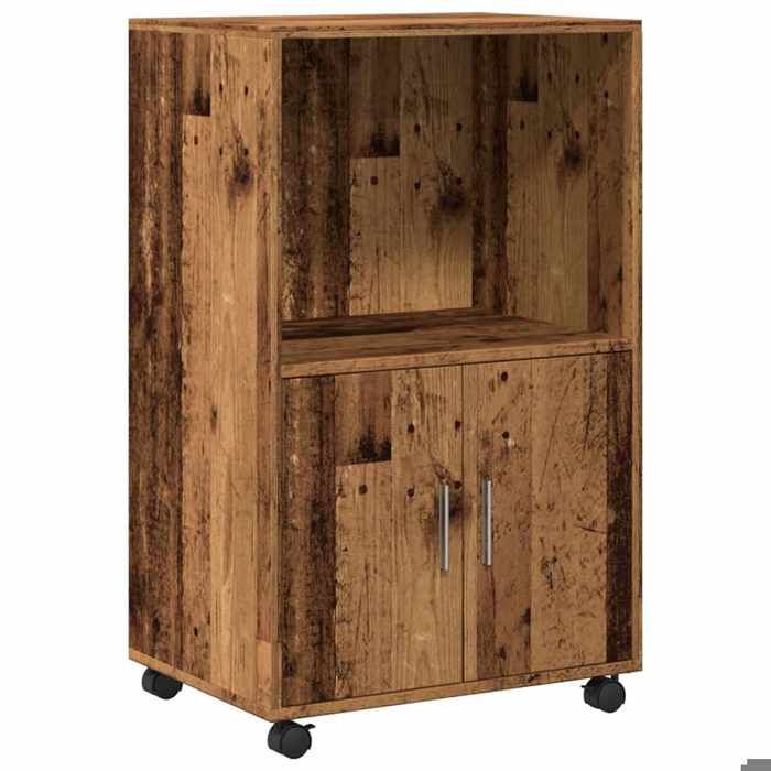 SOLDE DHIVER®Buffet de Cuisine KENNETH - Armoire Bas/Colonne/ Armoire à roulettes vieux bois 55x40x91cm - Bois dingénierie - 43679