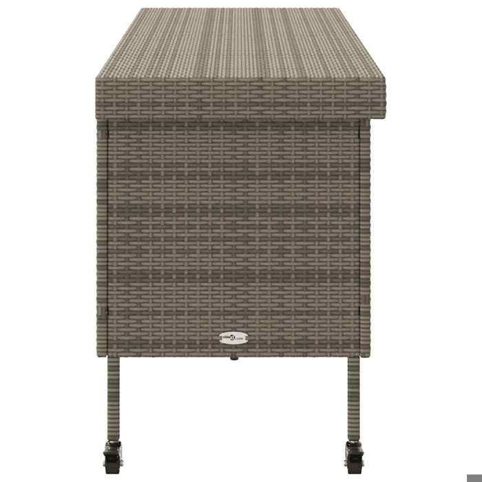 Promotion mars * COFFRE DE JARDIN - YUNYAN - Boîte de rangement de jardin - MEUBLE JARDIN - et roues gris résine tressée _4792434