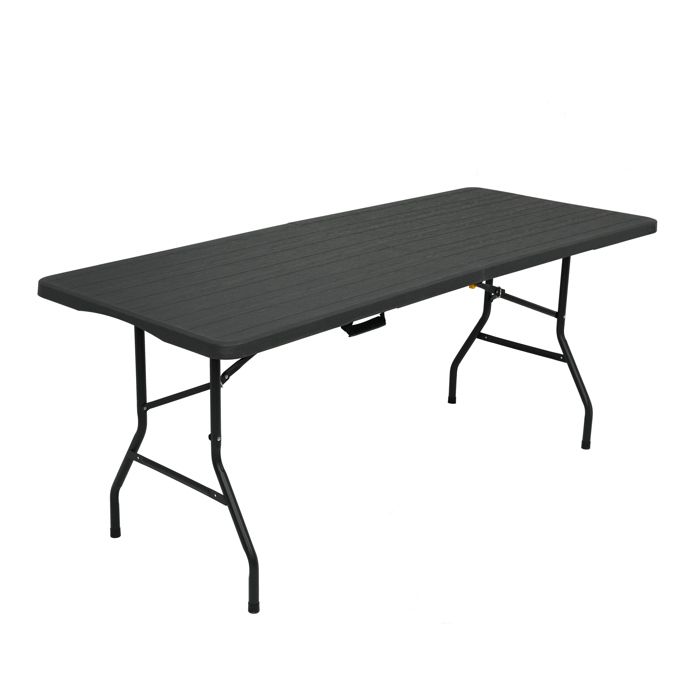 Table pliante touristique - NILS CAMP - 180 cm - Anthracite - PVC résistant - Cadre en acier - Charge max 150 kg