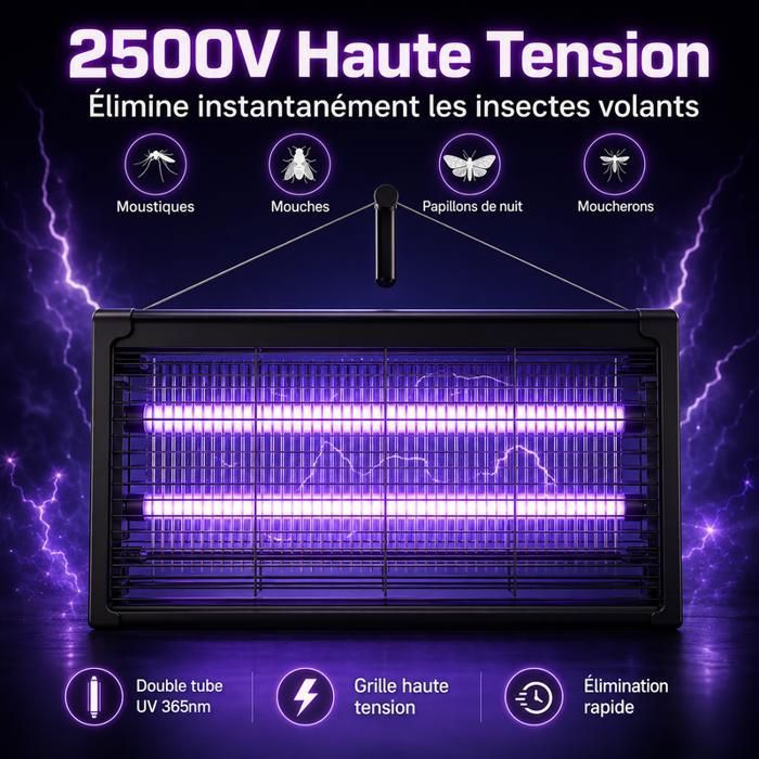 Lampe Anti Moustique Exterieur 2500V Tue Mouche Electrique avec Lampe UV 20W piege a mouche interieur pour la maison et le jardin