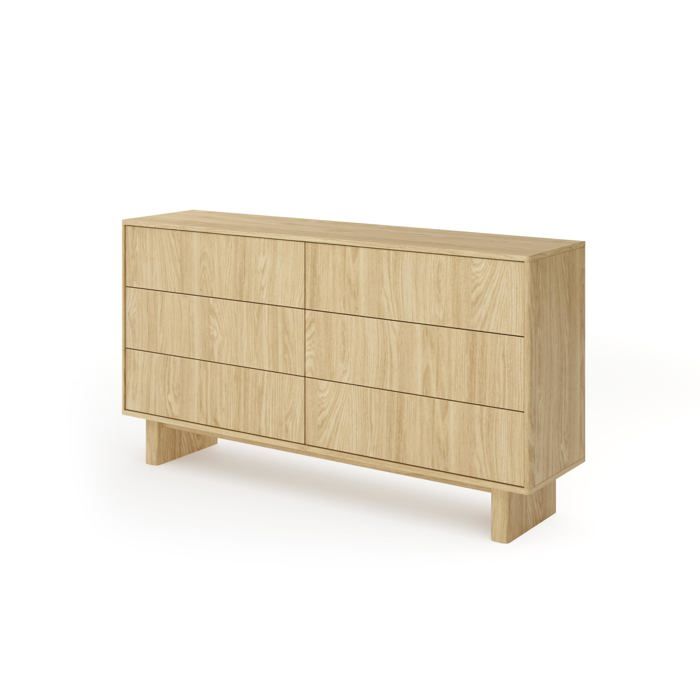 Commode - 6 tiroirs - Chêne huilé - Ouverture par pression - 153 5 x 38 1 x 82 6 cm