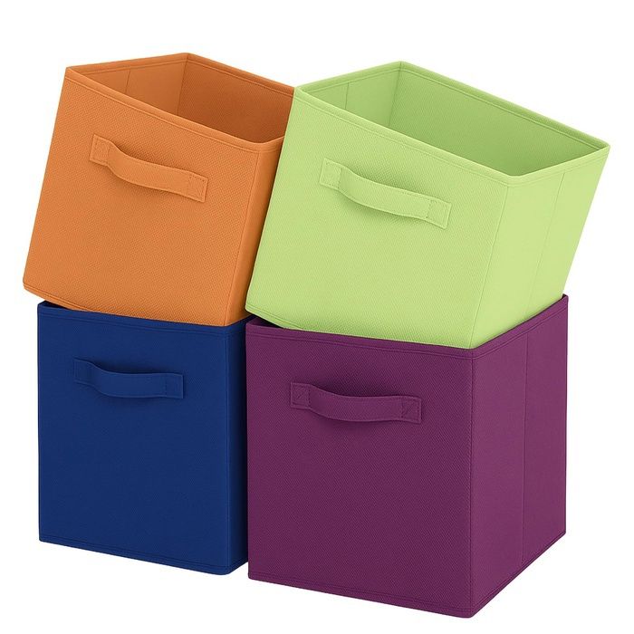 Cubes de Rangement Pliables en Tissu avec poignées 4 boîtes de Rangement pour Maison Chambre d Plac et Organisa BOITE DE RANGEMENT